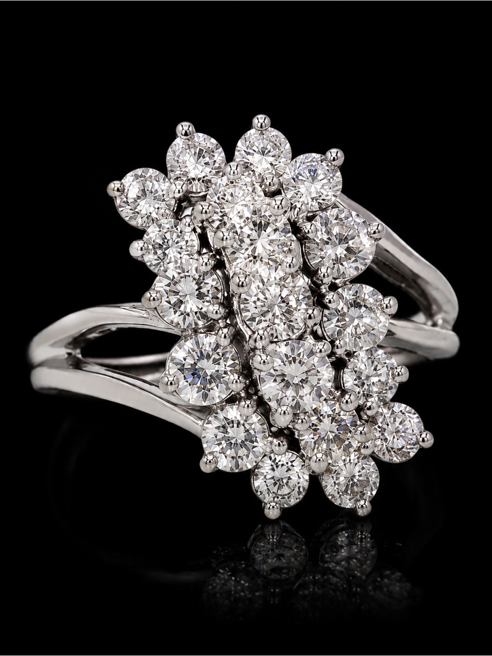 Stunning Kolman Jewelers 3.00 TCW Diamond Waterfall Ring Set In Solid 14k White